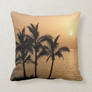 Palm Trees and Romantic Sunset Throw Pillow