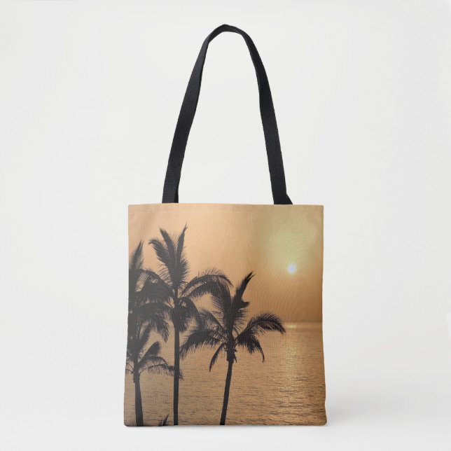 Palm Trees and Romantic Sunset Tote Bag (Front)