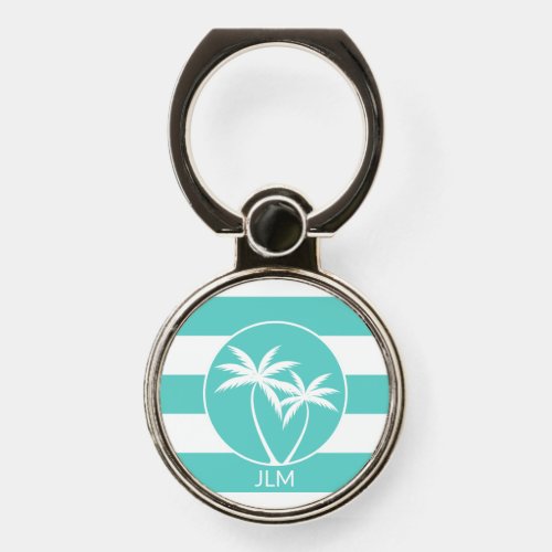 Palm Trees and Rugby Stripes with Monogram Phone Ring Stand
