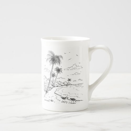 Palm Trees and Sandpiper Beach Life Bone China Mug