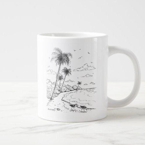 Palm Trees and Sandpiper Beach Life Giant Coffee Mug