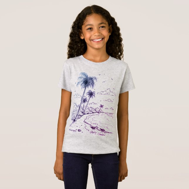 Palm Trees and Sandpiper Beach Life T-Shirt (Front Full)