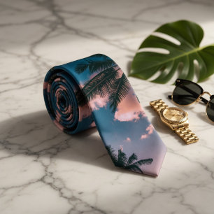 Palm trees and sky neck tie