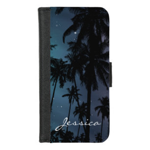 Palm Trees and Starry Night Sky Personalised iPhone 8/7 Wallet Case