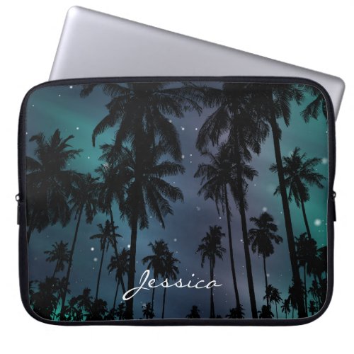 Palm Trees and Starry Night Sky Personalised Laptop Sleeve