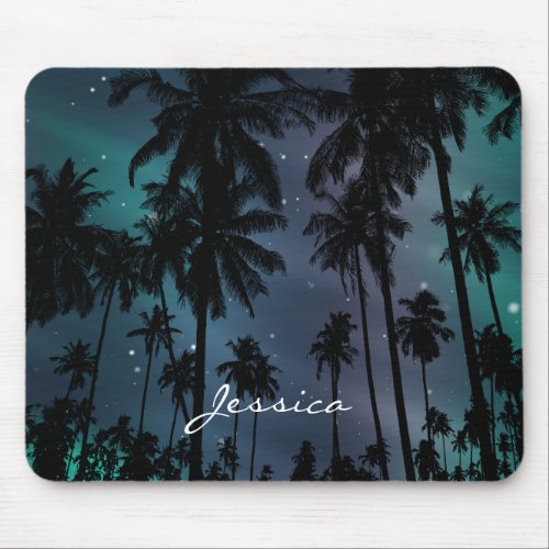 Palm Trees and Starry Night Sky Personalised Mouse Pad
