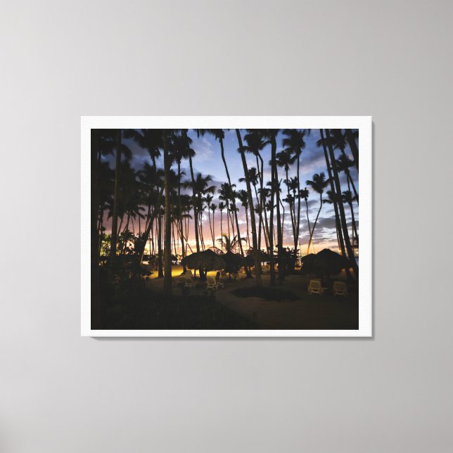 Palm trees and sunset canvas print (Front)