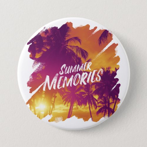 Palm trees and sunset design button