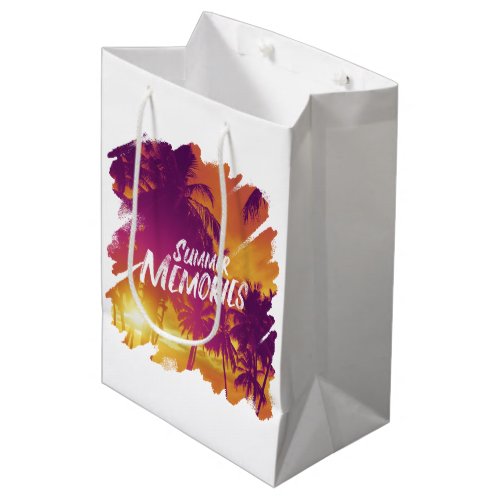 Palm trees and sunset design medium gift bag