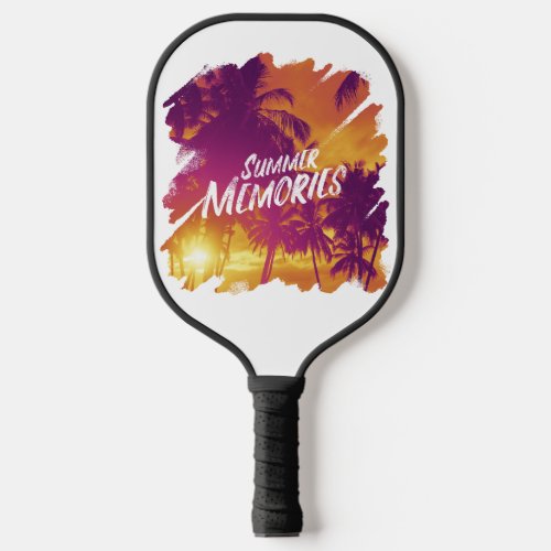Palm trees and sunset design pickleball paddle