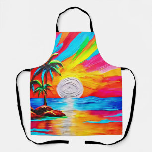 Palm Trees and Sunset Glow Painting Apron
