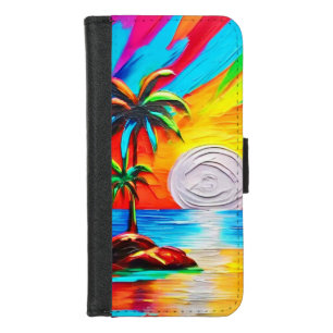 Palm Trees and Sunset Glow Painting iPhone 8/7 Wallet Case
