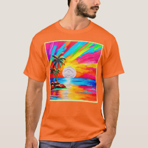 Palm Trees and Sunset Glow Painting T-Shirt