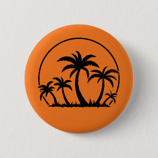 Palm Trees And Sunset in Black Button