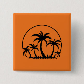 Palm Trees And Sunset in Black Button