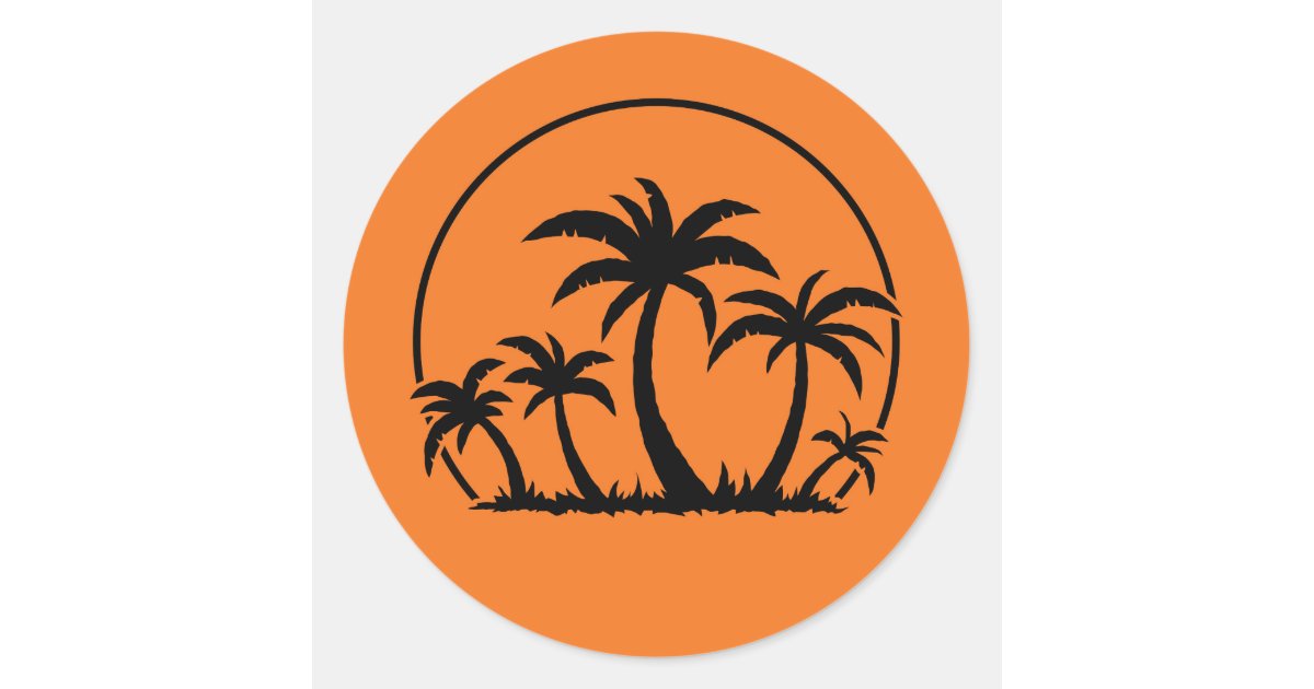 Sunset Beach Palm Tree Hawaii Paradise Orange 2 Scrapbooking Crafting  Stickers