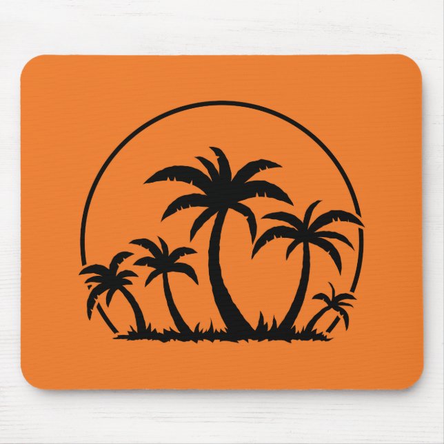 Palm Trees And Sunset in Black Mouse Pad (Front)
