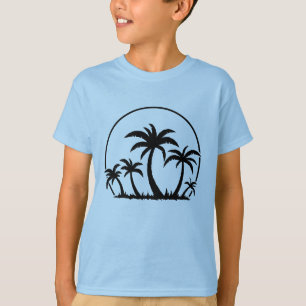 Palm Trees And Sunset in Black T-Shirt
