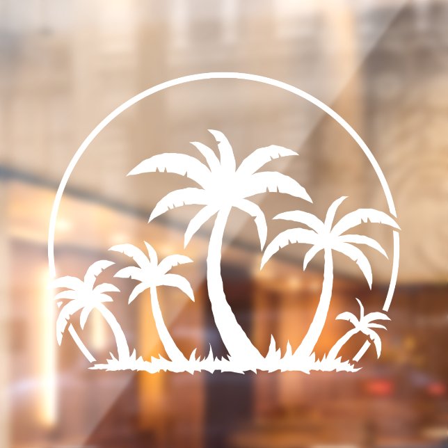 Palm Trees And Sunset in White Window Cling (Sheet 2)