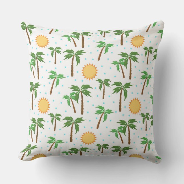 Palm trees and Sunshine Outdoor Pillow (Front)