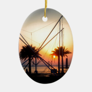 palm trees and trampolin ceramic ornament