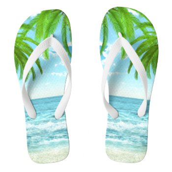 Palm Trees And Tropic Breeze Flip Flops by Spice at Zazzle