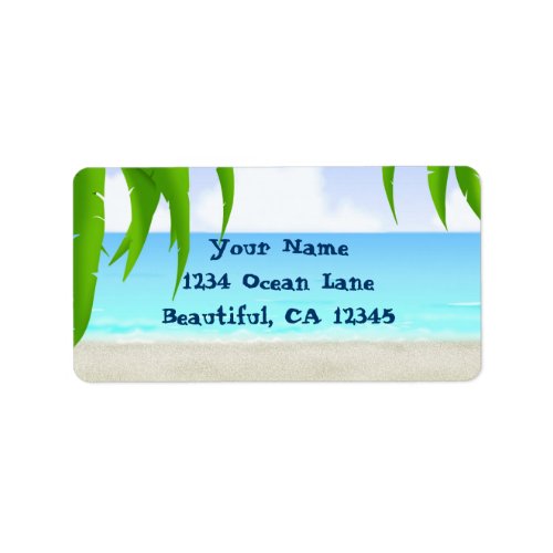 Palm Trees and Tropical Beach Address Label
