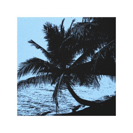 Palm trees and water - Blue Canvas Print