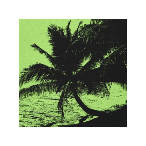 Palm trees and water - Green Canvas Print