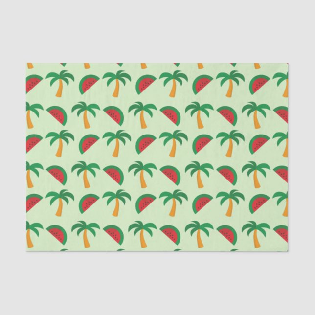 Palm Trees and Watermelon Tropical Pattern Tissue Paper (Front)