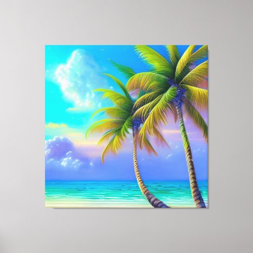 Palm Trees as Night Falls Tropical  Canvas Print