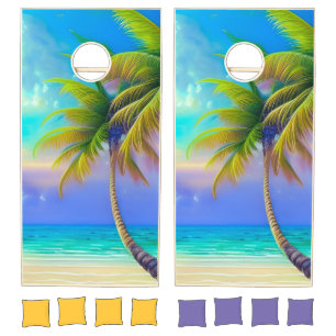 Palm Trees as Night Falls Tropical Cornhole Set