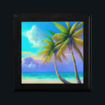 Palm Trees as Night Falls Tropical  Gift Box<br><div class="desc">Introducing our beautifully crafted wooden jewelry keepsake box, featuring an exquisite design of palm trees as night falls or as a storm rolls in. The intricate details of the design showcase the stunning beauty of a beach or tropical scene, with the ocean waves gently lapping against the shore and the...</div>