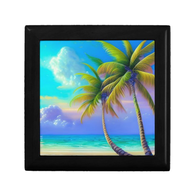 Palm Trees as Night Falls Tropical  Gift Box (Front)