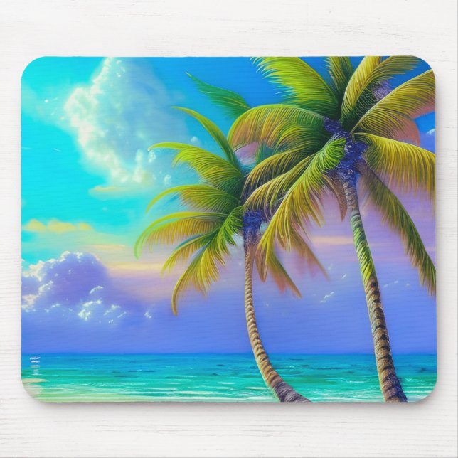 Palm Trees as Night Falls Tropical  Mouse Pad (Front)