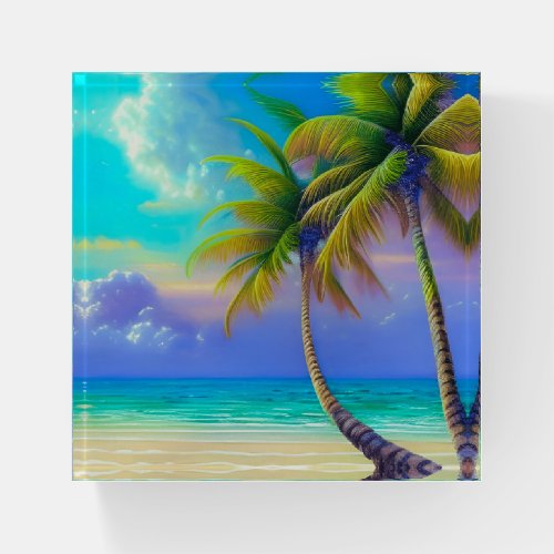Palm Trees as Night Falls Tropical  Paperweight