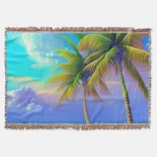 Palm Trees as Night Falls Tropical  Throw Blanket