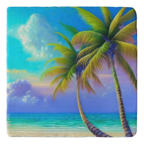 Palm Trees as Night Falls Tropical  Trivet