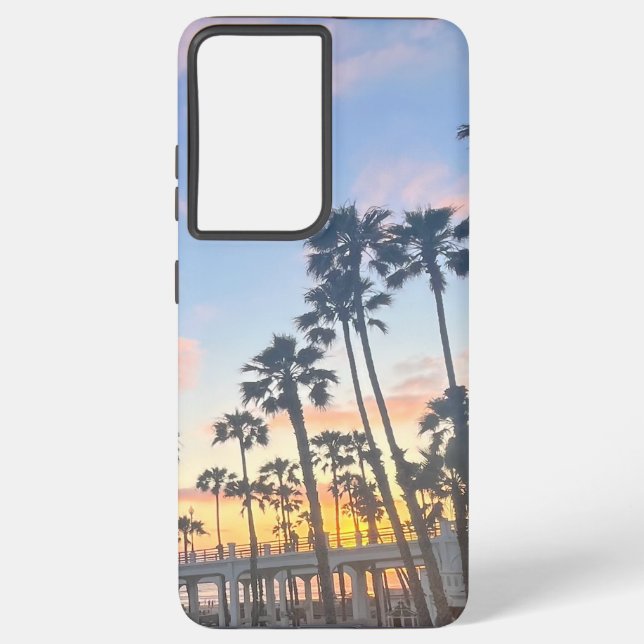 Palm Trees at Oceanside California Pier Samsung Galaxy Case (Back)