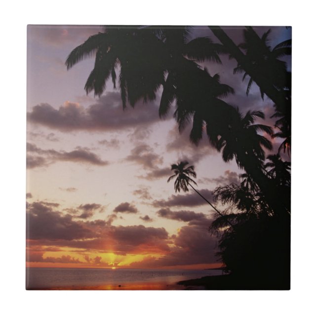 Palm Trees at sea Ceramic Tile (Front)