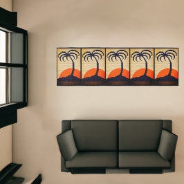 Palm Trees At Sunrise Artisan Crochet Print Floor Runner