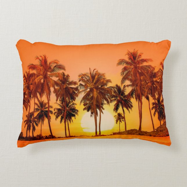 Palm trees at sunset background. Sri Lanka. Accent Pillow (Front)