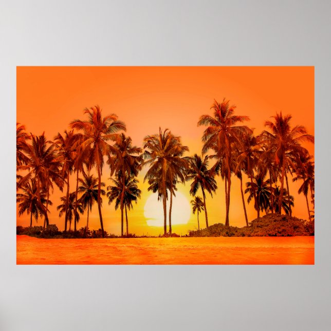 Palm trees at sunset background. Sri Lanka. Poster (Front)