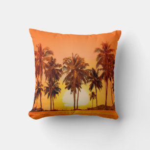 Palm trees at sunset background. Sri Lanka. Throw Pillow