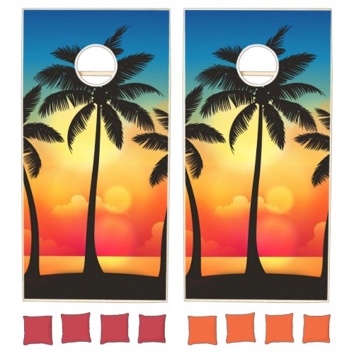 Palm Trees at Sunset Cornhole Set