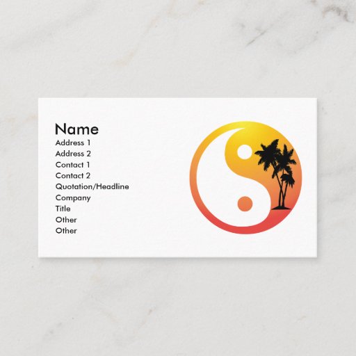 Customizable Palm Trees at Sunset Yin Yang Business Card