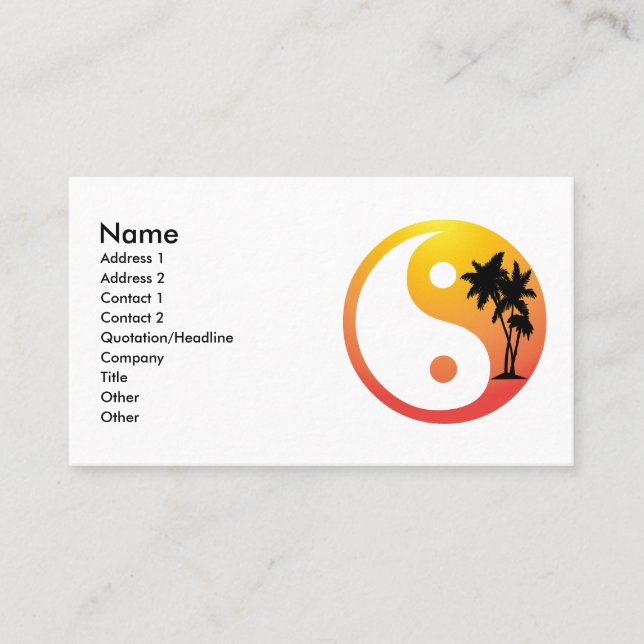 Palm Trees at Sunset Yin Yang Business Card (Front)