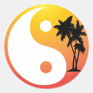 Palm Trees at Sunset Yin Yang Sticker