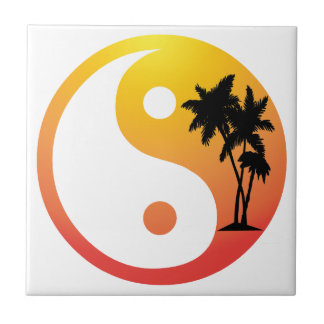 Palm Trees at Sunset Yin Yang Tile