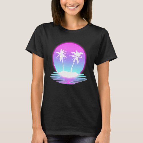 Palm Trees At The Beach Vaporwave T_Shirt